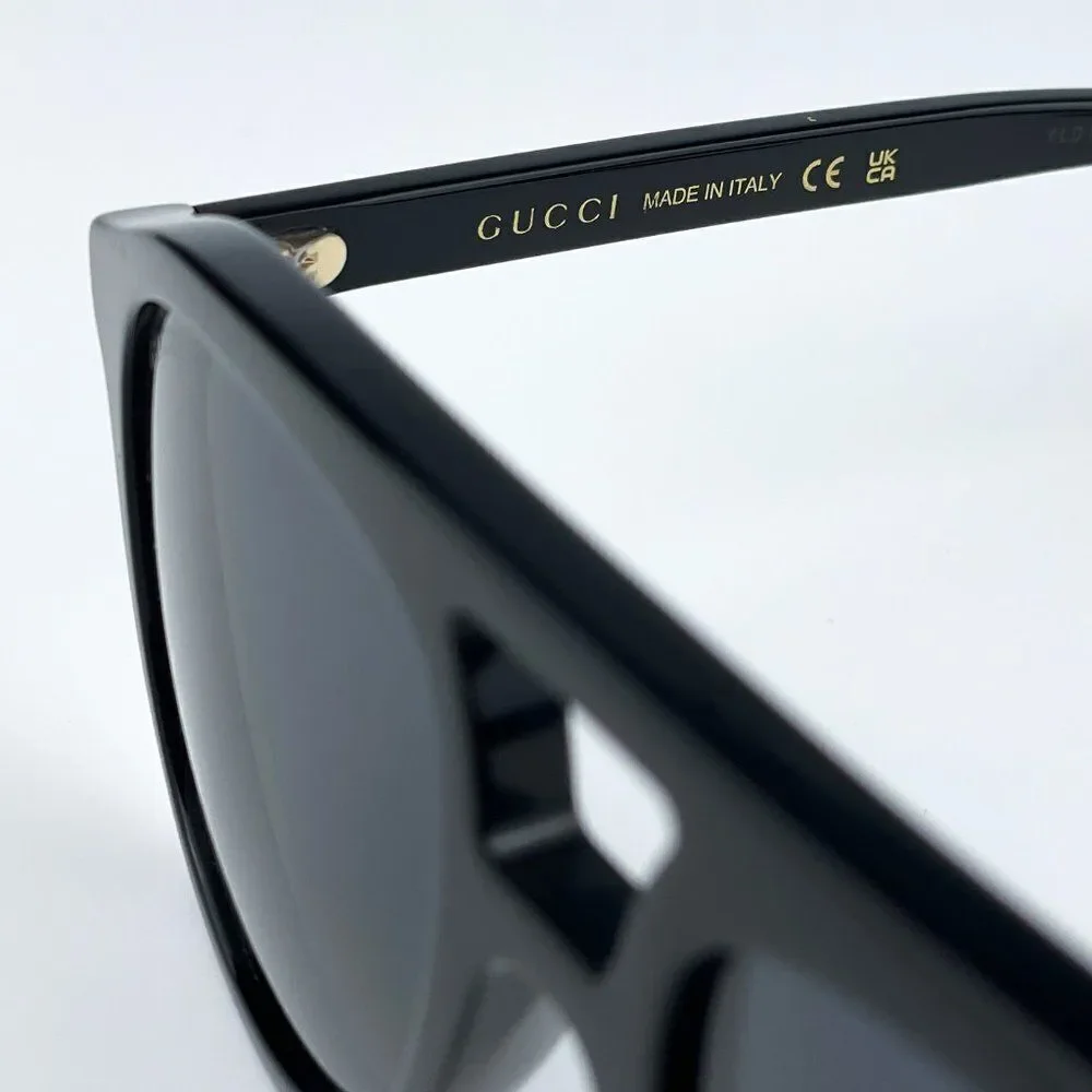 NEW Gucci GG1320S 004 Black Grey Pilot Unisex Sunglasses